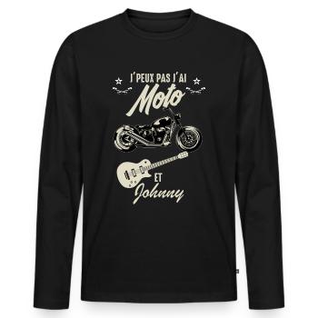 Moto et johnny Motard fan de music rock - T-shirt manches longues Premium bio Homme - noir - Devant - Nico (187cm)