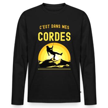 9 - t-shirt c'est dans mes cordes 5.png - T-shirt manches longues Premium bio Homme - noir - Devant - Nico (187cm)