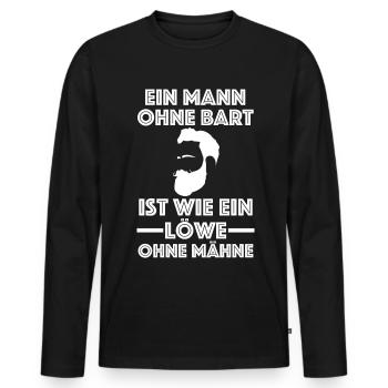 Ein Mann ohne Bart ist wie ein Löwe ohne Mähne - Männer Premium Bio Langarmshirt - Schwarz - Vorne - Nico (187cm)