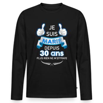 Fête De Mariage idée Cadeau Expression Homme - T-shirt manches longues Premium bio Homme - noir - Devant - Nico (187cm)