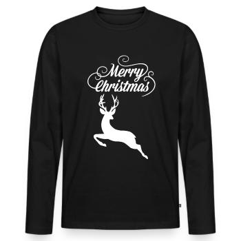 Merry Christmas | Reindeer, Christmas present - Men's Premium Organic Long Sleeve Shirt - black - Front - Nico (187cm)