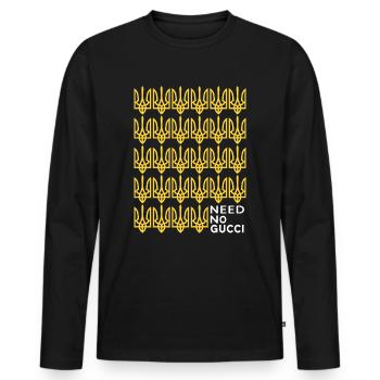 UKRAINE symbol "proud Ukrainian" slava ukraini - Men's Premium Organic Long Sleeve Shirt - black - Front - Nico (187cm)