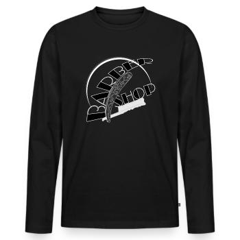 Barbershop Shaving Beard - Men's Premium Organic Long Sleeve Shirt - black - Front - Nico (187cm)