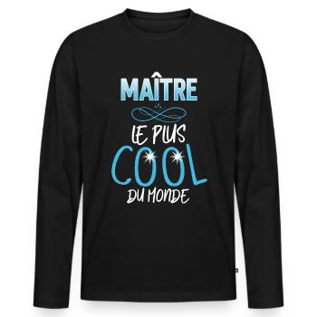 Maitre D'Ecole Cool Cadeau Des Elèves - T-shirt manches longues Premium bio Homme - noir - Devant - Nico (187cm)