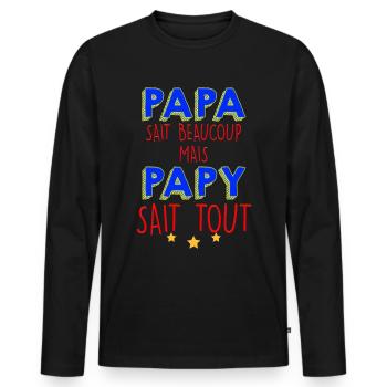 Papy meilleur Bricoleur Que Papa - T-shirt manches longues Premium bio Homme - noir - Devant - Nico (187cm)