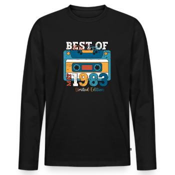 40th Birthday Man Cassette May Vintage 1983 - Men's Premium Organic Long Sleeve Shirt - black - Front - Nico (187cm)