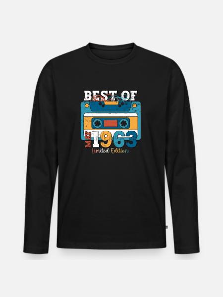 60 Geburtstag Mann Kassette May Jahrgang 1963 - Männer Premium Bio Langarmshirt - Schwarz