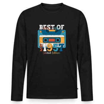 66 Birthday Man Cassette May Year 1957 - Men's Premium Organic Long Sleeve Shirt - black - Front - Nico (187cm)