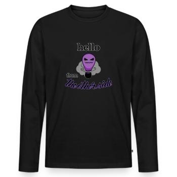 Hello from the other side - Männer Premium Bio Langarmshirt - Schwarz - Vorne - Nico (187cm)