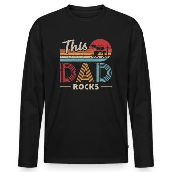 Ce papa rock drums batteur de la fête des pères - T-shirt manches longues Premium bio Homme - noir - Devant - Nico (187cm)