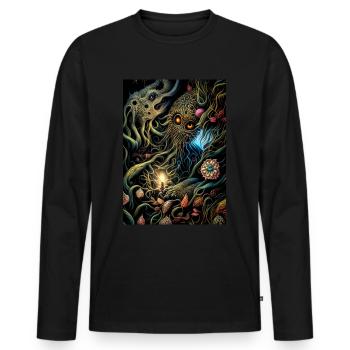 Enraciné II - T-shirt manches longues Premium bio Homme - noir - Devant - Nico (187cm)