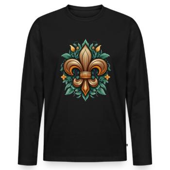 Scouts Scouts Fleur-de-Lis Traditional Embl - Men's Premium Organic Long Sleeve Shirt - black - Front - Nico (187cm)
