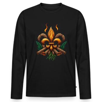 Scout Scouts Emblème classique de la fleur de lys - T-shirt manches longues Premium bio Homme - noir - Devant - Nico (187cm)