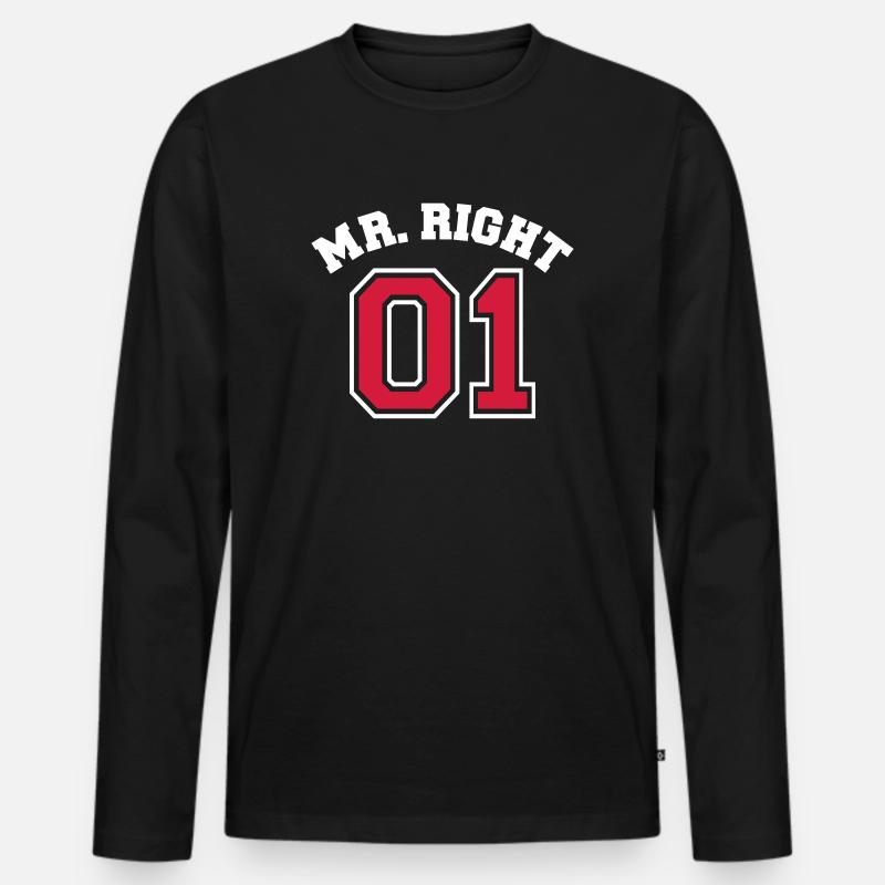 Mr. Right 01 - Männer Premium Bio Langarmshirt - Schwarz
