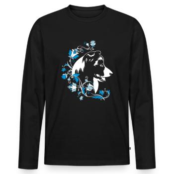 Border Collie Fleurs 3 - T-shirt manches longues Premium bio Homme - noir - Devant - Nico (187cm)