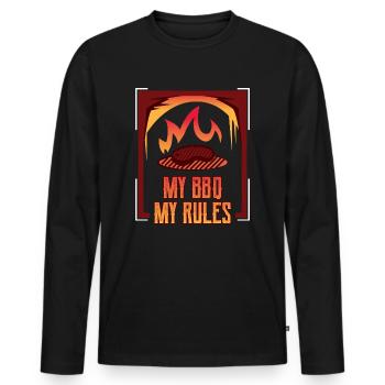 Grill BBQ My BBQ Rules BBQ Lover - Men's Premium Organic Long Sleeve Shirt - black - Front - Nico (187cm)