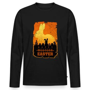 Easter Western Retro Parody - Men's Premium Organic Long Sleeve Shirt - black - Front - Nico (187cm)