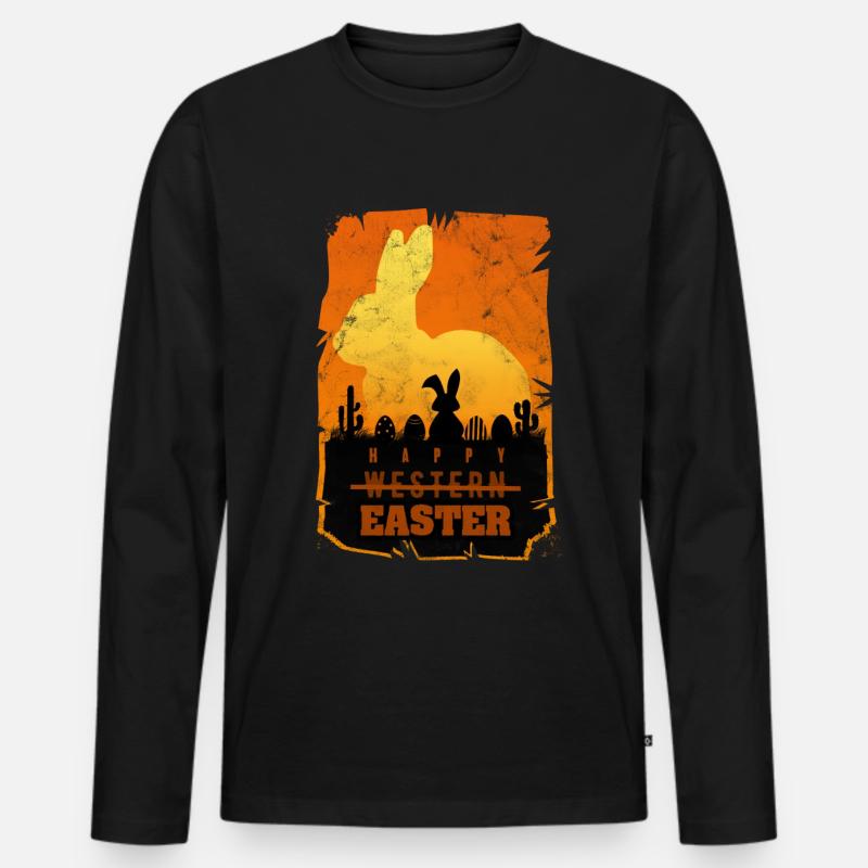 Ostern Western Retro Parodie - Männer Premium Bio Langarmshirt - Schwarz