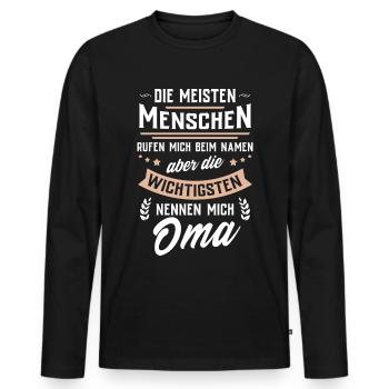 Die wichtigsten Menschen nennen mich Oma - Männer Premium Bio Langarmshirt - Schwarz - Vorne - Nico (187cm)