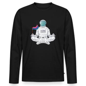 Bisexual Pride LGBT Astronaute De Yoga LGBT Cadeau - T-shirt manches longues Premium bio Homme - noir - Devant - Nico (187cm)