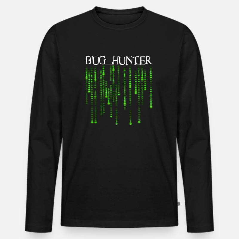 Bug Hunter - Neon Green Source Code Bugs - Männer Premium Bio Langarmshirt - Schwarz
