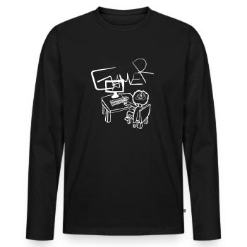 Laptop Pc - Männer Premium Bio Langarmshirt - Schwarz - Vorne - Nico (187cm)