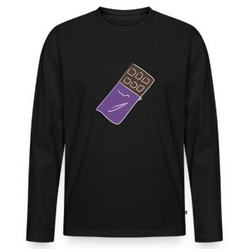 chocolat chocolat - T-shirt manches longues Premium bio Homme - noir - Devant - Nico (187cm)
