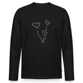 hearts heart - Men's Premium Organic Long Sleeve Shirt - black - Front - Nico (187cm)