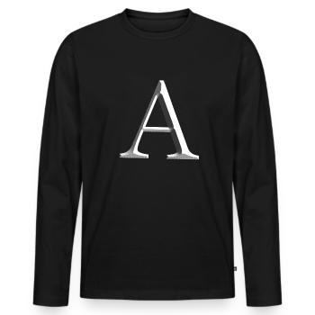 lettre a métal argenté a - T-shirt manches longues Premium bio Homme - noir - Devant - Nico (187cm)