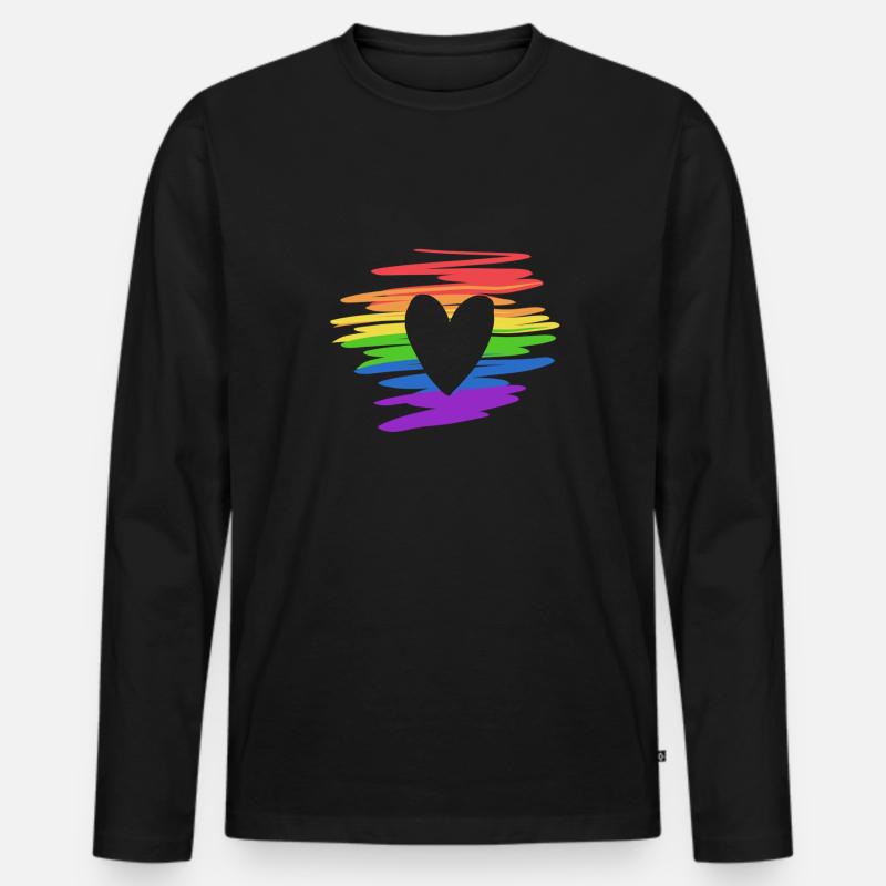 lgbt farben regenbogen flagge herz liebe - Männer Premium Bio Langarmshirt - Schwarz