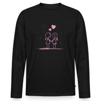 lesbisches liebespaar lesbisch pink glitzer - Männer Premium Bio Langarmshirt - Schwarz - Vorne - Nico (187cm)