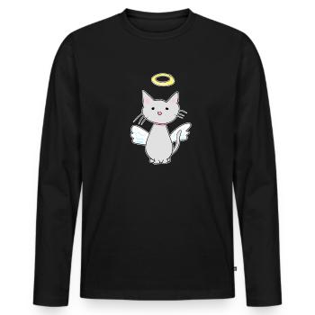 angel cat protector pet - Men's Premium Organic Long Sleeve Shirt - black - Front - Nico (187cm)