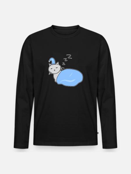 cat tired sleep night animal - Men's Premium Organic Long Sleeve Shirt - black