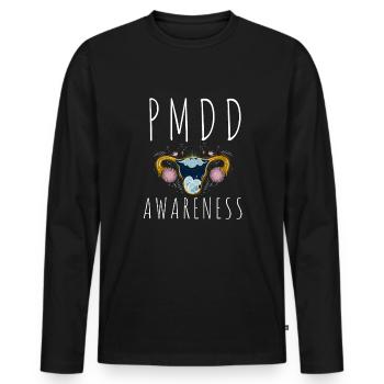 PMDD Awareness Premenstrual Syndrome Menstrual - Männer Premium Bio Langarmshirt - Schwarz - Vorne - Nico (187cm)