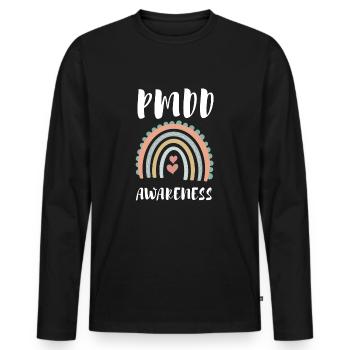 PMDD Awareness Premenstrual Syndrome Menstrual - Männer Premium Bio Langarmshirt - Schwarz - Vorne - Nico (187cm)