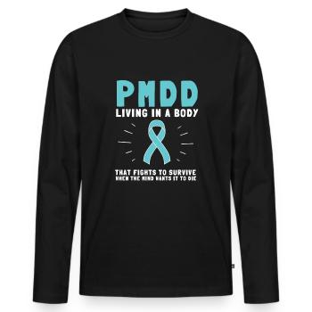 PMDD Awareness Premenstrual Syndrome Menstrual - Männer Premium Bio Langarmshirt - Schwarz - Vorne - Nico (187cm)