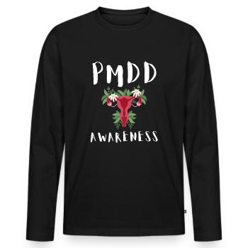 PMDD Awareness Premenstrual Syndrome Menstrual - Männer Premium Bio Langarmshirt - Schwarz - Vorne - Nico (187cm)