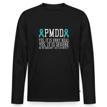 PMDD Awareness Premenstrual Syndrome Menstrual - Männer Premium Bio Langarmshirt - Schwarz - Vorne - Nico (187cm)