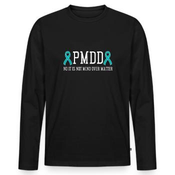 PMDD Awareness Premenstrual Syndrome Menstrual - Männer Premium Bio Langarmshirt - Schwarz - Vorne - Nico (187cm)
