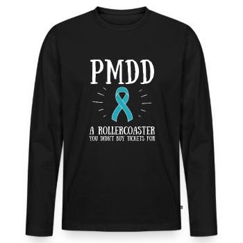 PMDD Awareness Premenstrual Syndrome Menstrual - Männer Premium Bio Langarmshirt - Schwarz - Vorne - Nico (187cm)