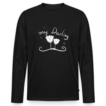 mein Liebling Darling Blume Rosa rose - Männer Premium Bio Langarmshirt - Schwarz - Vorne - Nico (187cm)
