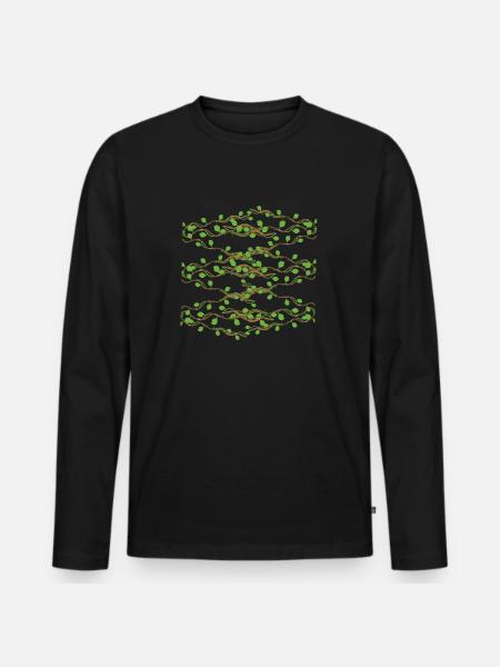 Leaves Pattern Branches Symbol - Men's Premium Organic Long Sleeve Shirt - black