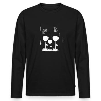 fleurs de papillon naturelles - T-shirt manches longues Premium bio Homme - noir - Devant - Nico (187cm)