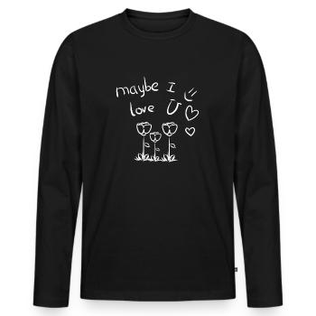 peut-être que je t’aime fleurs - T-shirt manches longues Premium bio Homme - noir - Devant - Nico (187cm)