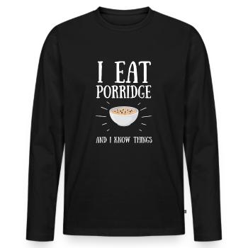 Porridge Cereal Grits Kasha Upma Rice And Oats - Men's Premium Organic Long Sleeve Shirt - black - Front - Nico (187cm)