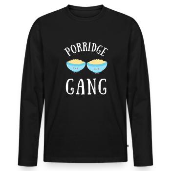 Porridge Cereal Grits Kasha Upma Rice And Oats - Men's Premium Organic Long Sleeve Shirt - black - Front - Nico (187cm)