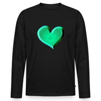 symbole de cœur vert pailleté vert - T-shirt manches longues Premium bio Homme - noir - Devant - Nico (187cm)