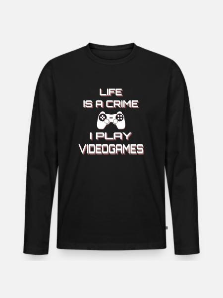 Gamer Spruch Controller Freak Videogame - Männer Premium Bio Langarmshirt - Schwarz