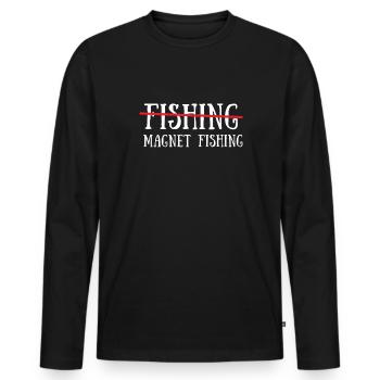 Aimant de pêche Aimant Fisher Pêcheur - T-shirt manches longues Premium bio Homme - noir - Devant - Nico (187cm)