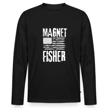 Aimant de pêche Aimant Fisher Pêcheur - T-shirt manches longues Premium bio Homme - noir - Devant - Nico (187cm)
